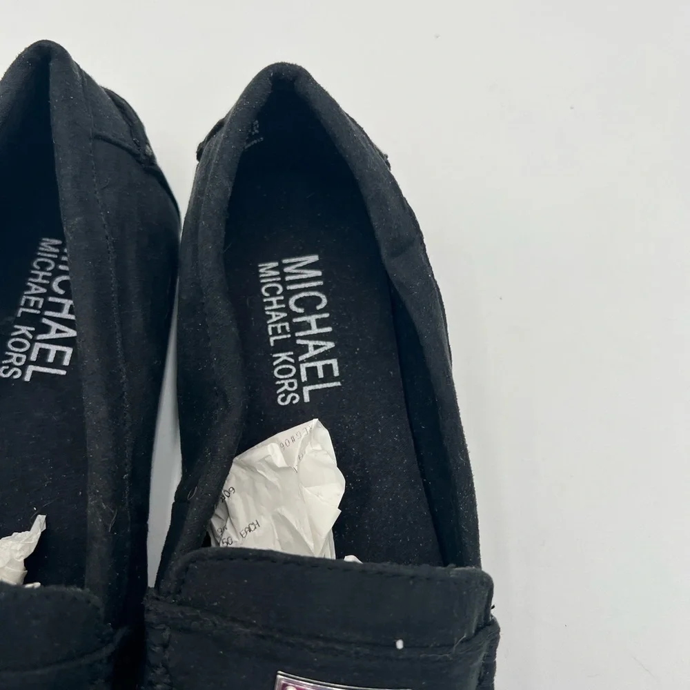 MICHAEL KORS-GIRLS BLACK FAUX SUEDE LOAFERS- SX 3